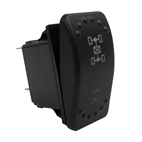 Image of Green Backlit Rocker Switch 5 Pin ON-Off Laser Etched Button Switch with Wires for Car Marine Boat UTV 20A /12V 10A /24V (4X4 2X4)