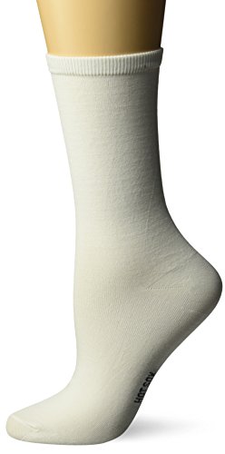 Hot Sox Women's Originals Classics Novelty Crew Socks, Solid Trouser (White), Shoe Size: 4-10