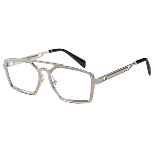 Lunettes de soleil rétro en métal argenté avec verres dégradés UV400 style punk