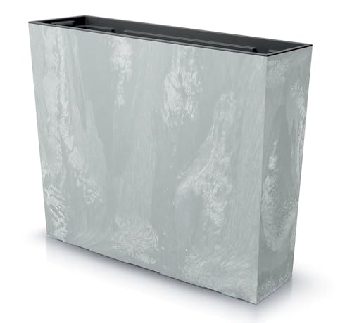 BirnePower Blumenkasten Blumentopf Balkonkasten Pflanzkasten Blumenkübel Beton Optik Pflanzgefäß Tower 77cm x 69cm mit Pflanzeinsatz (Hellgrau Beton)