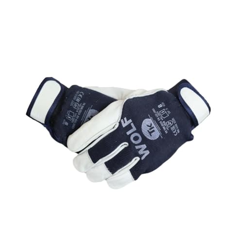 TK Gloves WOLF Montage-Handschuhe aus Leder/Größe 07, 12 Paar/Handschuhe Arbeitshandschuhe/ungefütterter/vollnarbiges Ziegenleder und Baumwollstrick/Lederhandschuhe