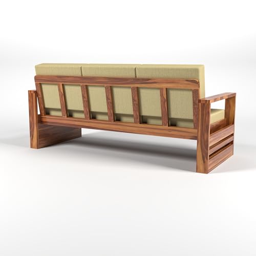 Image of Solid Sheesham Wood 5 Seater Sofa Set (3+2) - Elegant Wooden Sofa Set for Your Stylish Living Room & Home (Design 14)