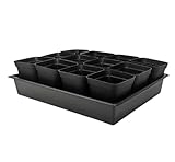RooTrimmer 3.5 inch (9CM) Square Nursery Pots 60pcs, Sturdy Seedlings Trays 5 Pcs, Seeds Starter Germination Tray, Microgreenings Planter Nursery Propagation 5 Sets