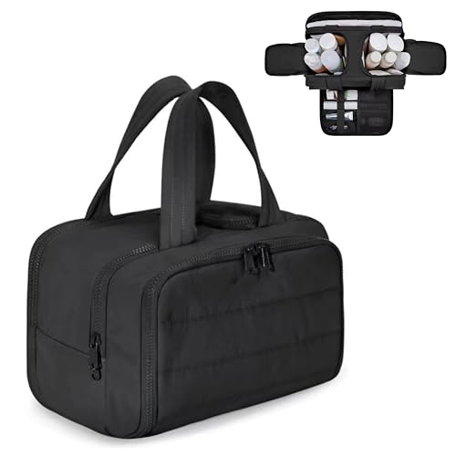 Image of Handcuffs Polyester Toiletry Kit Bag for Women - Hanging Makeup Organizer, Travel Cosmetic Pouch, Lightweight Grooming Case (Black)