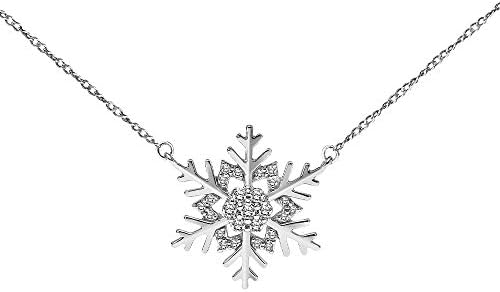 Diamond Snowflake Necklace for Women Winter Snow Holiday in 925 Sterling Silver 1/10ct (I-J, I3), 17 inch, by Keepsake