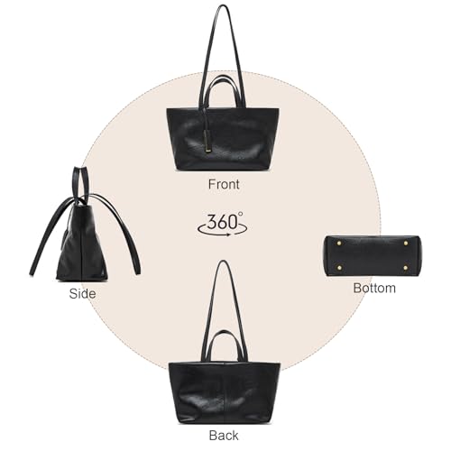 Image of Premium Brown Leather Tote Bag Handbag, Large Brown Tote Purses for Women