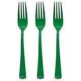 【Green Plastic Silverware】 : Green is a color full of vitality and hope, which can give people a calm and comfortable feeling. Green design can add a fresh and natural atmosphere to the table, green plastic forks are not only a practical disposable t...