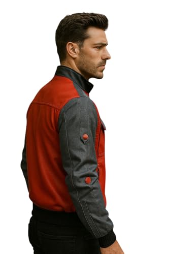 SpazeUp Men's Red Leather Jacket | Fly Cosplay Red Bomber Jackets for Men3