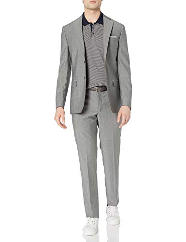 DKNY Men's Slim Fit Soft Suit, Light Grey, 40L