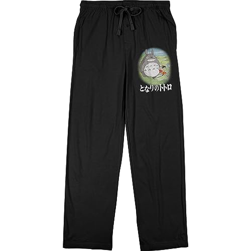 My Neighbor Totoro Big Rabbit, Mei, and Satsuki Men's Black Sleep Pants