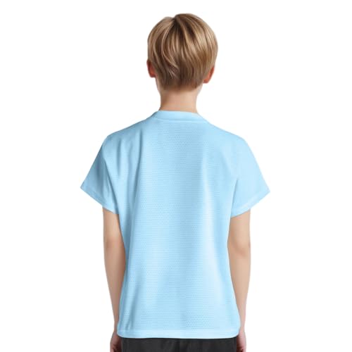 Mufeng Unisex Kids Quick-Drying Short Sleeve Sports T-Shirt Solid Color Soft Breathable Athletic Tops2