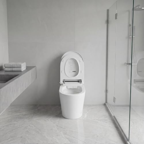 Smart Toilet, inodoro inteligente todo en uno sin límite de presión de agua, secado de alta velocidad, esterilización UV y escudo de espuma, 27" x 15.35" x 17.24" miniatura 4