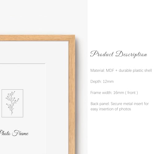 Image of Veelot 4x - 8x10 Picture Frame with Shatter-Resistant HD Plexiglass - Use as 5x7 Frame with Mat or Display 8x10 Photo Without Mat- Picture Frames for Tabletop and Wall - Natural Oak