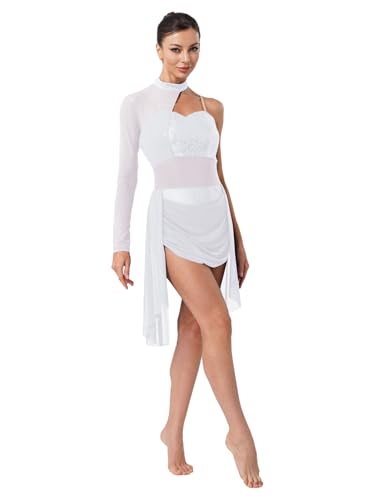 Robe patinage artistique femme costume danse lyrique manche longue