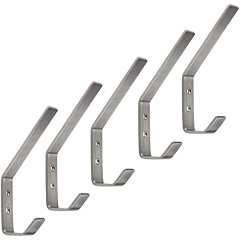Sotech 5 Stück Kleiderhaken ALBA moderner Mantelhaken echt Edelstahl 142 x 20 mm Huthaken Garderobenhaken Cover