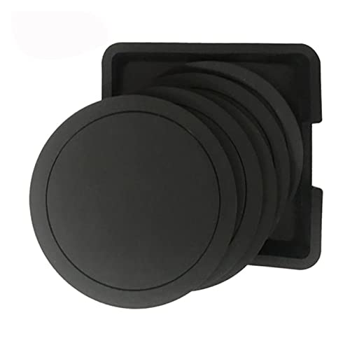 LIUYI 7Pcs Non-Slip Silicone Drinking Coaster Set Holder Cup Coaster Mat Set Round Coffeee Cup Mat Set Black Tabletop For Home Office (Color : Black) Cover