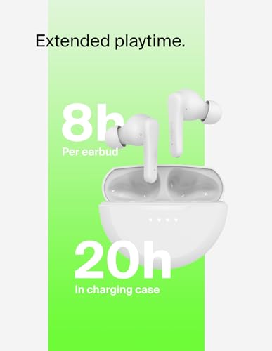 Image of Belkin Soundform Rhythm True Wireless Earbuds with Built-in Mic, 2-Device Connection, 28H Battery Life, IPX5 Water Resistance - Bluetooth Earphones for iPhone, Ipad, Galaxy, Pixel, & More - White