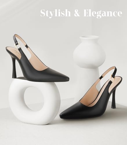 Ankis Slingback Heels for Women 3.9in Kitten Heels Closed Pointed Toe High Heel Wedding Party Dress Shoes Women's Pumps2