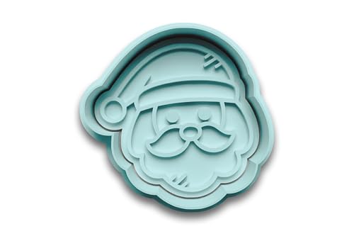 Weihnachtsmann Kopf Keksausstecher – 2-teilig mit Stempel –...