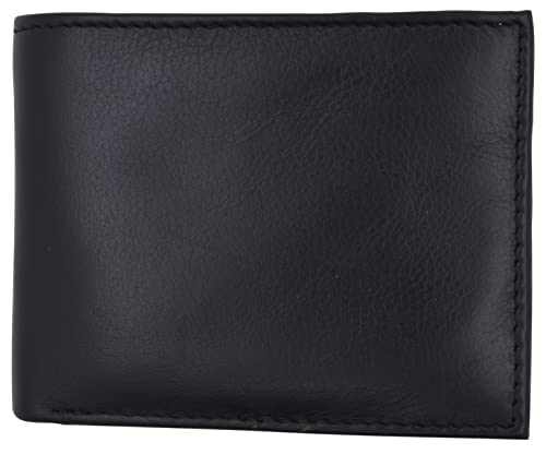 Men's RFID Blocking Genuine Leather Classic Bifold Wallet with Gift Box (Black)