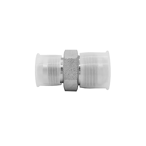 Image of (2-PACK) 2403-10-08 Hydraulic Hose Adapter Fitting 5 /8 inch Male JIC 37 Flare (7 /8 inch-14UNF) x 1 /2 inch Male JIC 37 Flare (3 /4 inch-16UNF) SAE Straight Pipe Joints Tube Connector Carbon Steel