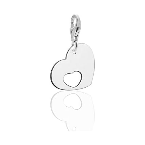 Aka Gioielli® - 925 Sterling Silver Heart Clip on Charm, Women and Girls charms for bracelets Cover