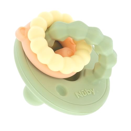 Image of Nuby Charms Silicone Infant Pacifier and Teether Toy - 2 Pack - 0+ Months - Green and Blue