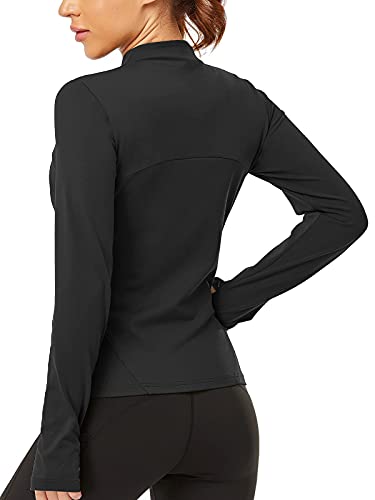 Gleeter Workout Jacket for Women Full Zip Long Sleeve Yoga Athletic Running Jacket Active Sportswear with Thumbhole