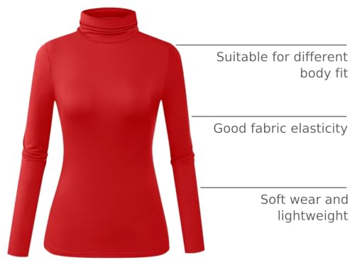 Image of Herou Womens Long Sleeve Turtleneck Slim Fitted Lightweight Casual Active Layer Tops Shirts