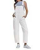luvamia Womens Overalls Overalls Women Denim Baggy White Jumpsuit Plus Size White Denim Jumpsuit Jumpsuit for Women White Overalls for Women Cream White Large Fits Size 12 / Size 14