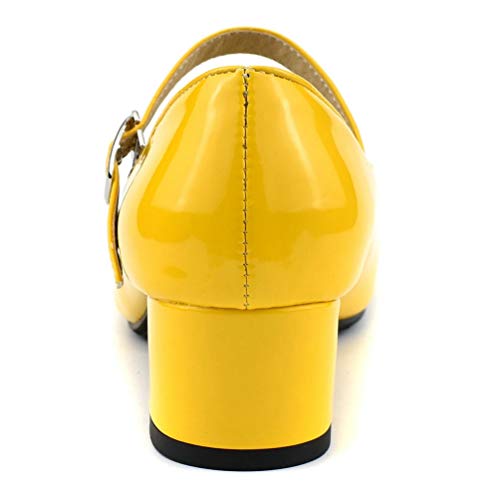 Bellirala Women's Patent Mary Janes Ankle Strap Cute Retro Rockabilly Shoes Chunky Mid Heels Pumps Lolita Cosplay Dress Shoes4