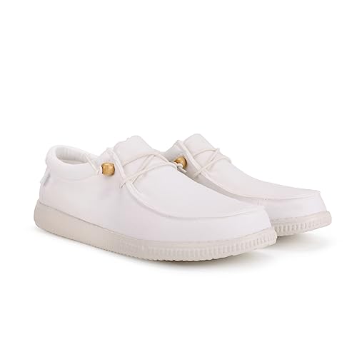 WALK IN PITAS | WP150 Washed | Herren Mokassins | Flache Slipper für Männer | Slip on Loafer | Sneakers | Schlupfschuhe | Freizeitschuhe | Walkinpitas Schuhe | Weiß 42