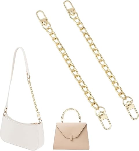 VIGHNESHWAR TRADERS 2 Pieces Gold Purse Chain Purse Strap Extender Handbag Strap Crossbody Bag Strap Pant Belt Chain Metal Purse Charms Short Chain Extender Straps for Handbags Purses Pants-picture-20