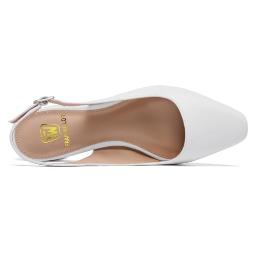 Image of Women's Low Chunky Slingback Heels Square Toe Block Dress Shoes Closed Toe Comfortable Wedding Office Work Pumps