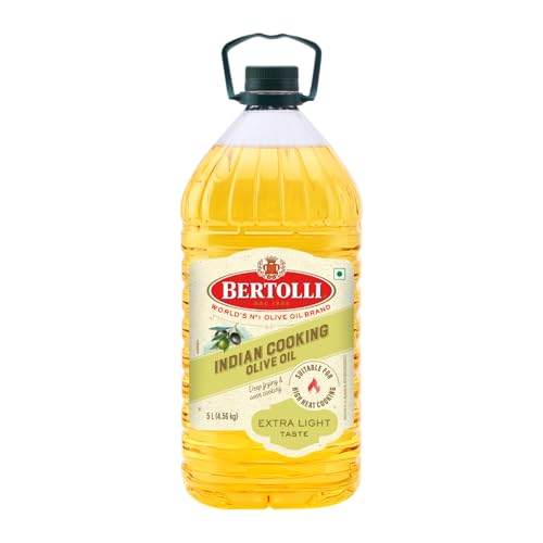 Image of Bertolli Indian Cooking Olive Oil 5L | 75% MUFA | Extra Light Taste, Suitable for High Heat Cooking, Frying & Roasting | World's No. 1 Olive Oil Brand