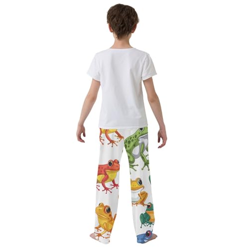ZZXXB Frog Colorful Pattern Boys Long Pants Soft Trousers Elastic Waist Kids Lounge Bottoms with Pockets S-XL3