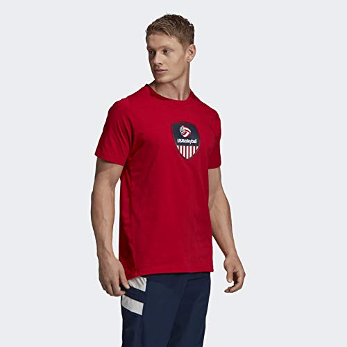 adidas Men's USA Volleyball Tee s Power Red/White/Collegiate Navy Medium
