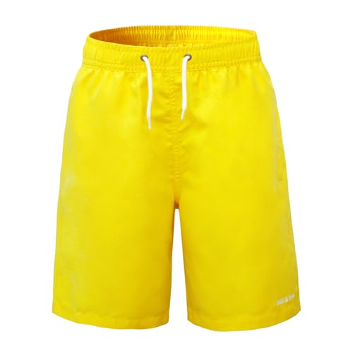 Hill & Sea Bañador para niño, pantalón Corto de Surf de Secado rápido, Transpirable, Repelente al Agua, con Forro de Malla, Bolsillos y cordón Ajustable, Amarillo 164