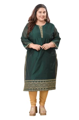 Image of DREAM & DZIRE Silk Kurti for Women Solid in Plus Size & Small Size.