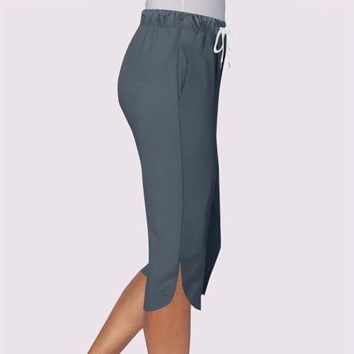 Women Capris for Summer Casual Crop Pants Petite Lightweight Stretch Elastic Waist Pull On Yoga Capris with Pockets4