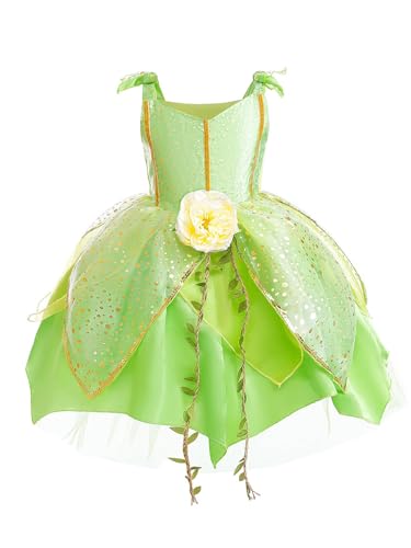 Kids Girls Sleeveless Fairy Elf Dress Ball Gown Flower Princess Tutu Dress Bubble Skirts2