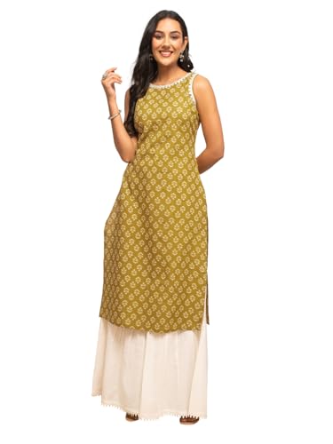 Image of FIORRA Womens Cotton Straight Fit Floral Printed Kurta