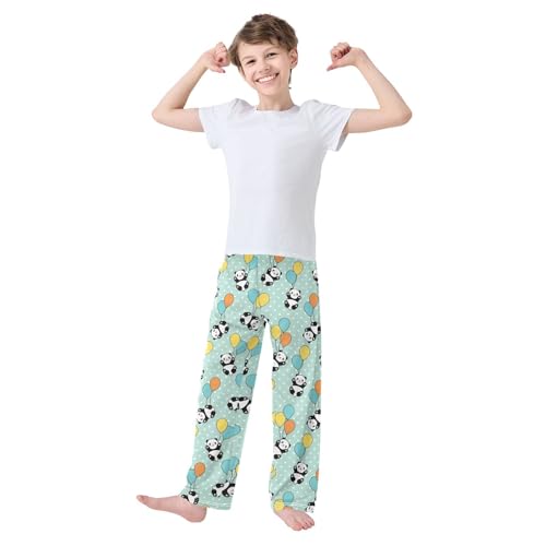 Panda Balloon Love Heart Boys Long Pants Soft Trousers Elastic Waist Kids Lounge Bottoms with Pockets S-XL2