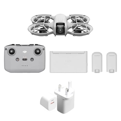 DJI Neo Fly More Combo, Mini Drone with 4K UHD Camera for Adults, 135g Self Flying Drone, Palm Takeoff, Subject Tracking, QuickShots, Stabilized Video, with RC-N3 and 3 Batteries，PD35W charger