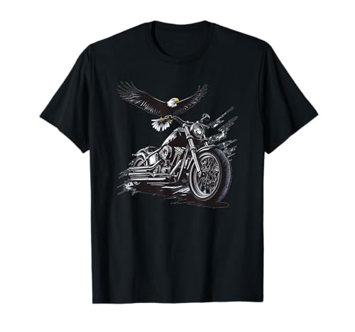 Jolie Moto avec Aigle pour Un Look Patriotique T-Shirt