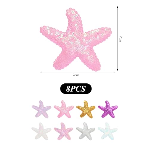 8 Stück Seestern-Haarnadeln, Kreative Pailletten-Haarnadeln, Sternschmuck, Haarschmuck Für Mädchen, Seestern-Kopfbedeckung Für Kinder, Haarschmuck