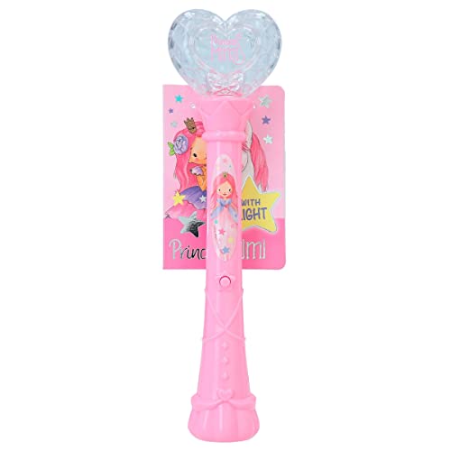 Depesche 12049 Princesa Mimi - Varita mágica para niños en color rosa con corazón de cristal y función de iluminación multicolor al pulsar un botón