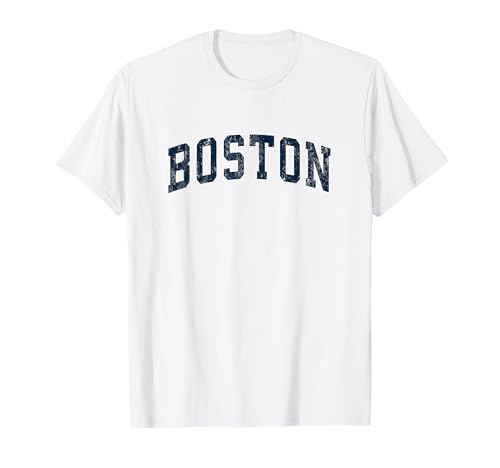 Boston Massachusetts MA Vintage Sports Design Navy Design T-Shirt