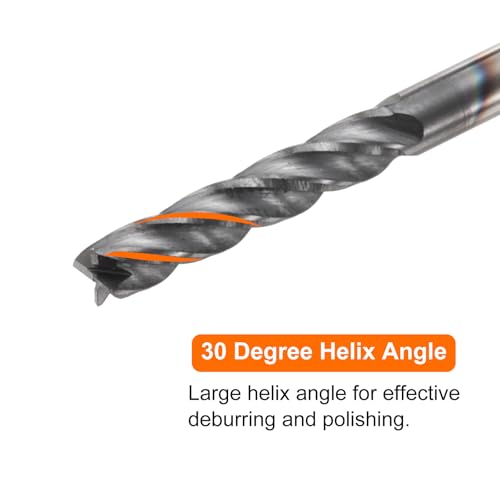 Image of HARFINGTON Carbide Square Nose End Mill Bit 1 /8 inch Cut Dia 4 Flutes TiAlN Coated Milling Cutter for Hardened Steel Metal (1 /8 inch Shank 5 /8 inch Cut Length 2-5 /16 inch Long 30 Degree Helix)