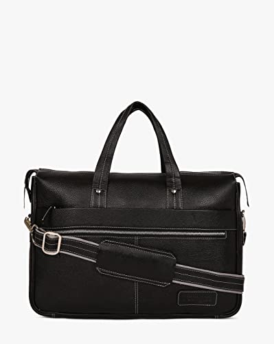 Image of Basilio-Genuine Leather Laptop Messenger Bag (Black) - by Tortoise